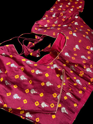 Pure bandhani silk blouse online usa Dark maroon bandhini pure silk blouse online usa Bandhani saree Bandhani silk blouse online usa Plain bandhani silk blouse online usa