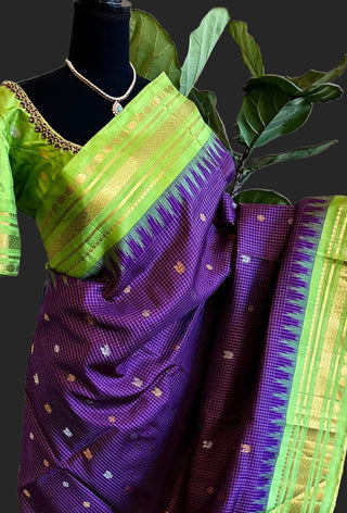 Purple gadwal silk saree online usa pure gadwal saree usa 