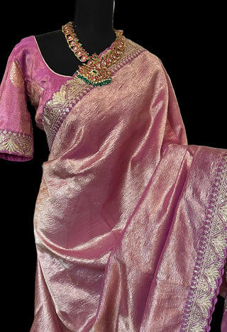lavender tissue crushed saree online usa tissue saree usa online shop