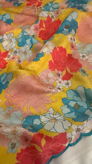 Yellow Satin silk saree with prestitched blouse online usa