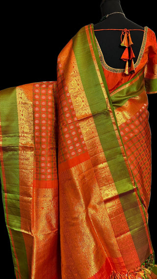 Bridal kanchi pattu saree online usa pure silk saree online orange kanchi pattu saree online usa 