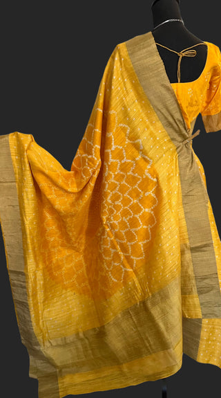 Bandhani silk saree yellow saree jute saree online usa