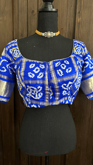 Royal blue Bhandini blouse ready to wear blouse bandhani silk ready to wear online usa silk blouses bandhani blouse online