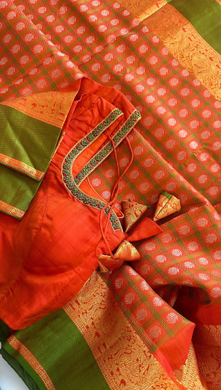 Bridal kanchi pattu saree online usa pure silk saree online orange kanchi pattu saree online usa 