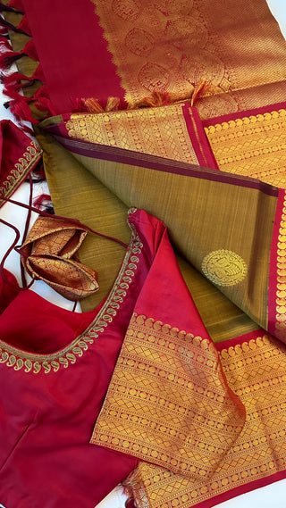 mehandi green kanchi pattu saree online usa