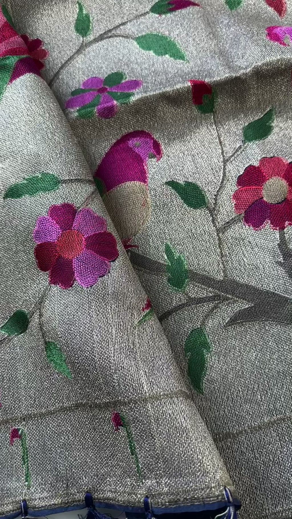 Organza paithani borders silver zari 