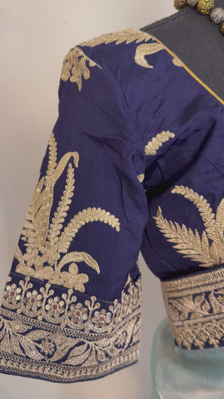 Elegant tan Banaras tissue silk saree with intricate embroidery and ready blouse