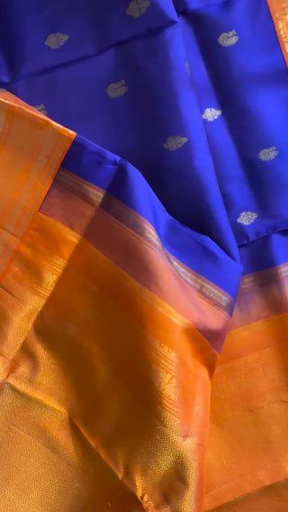 Orange and blue saree kanjivaram silk saree online usa pure kanchi pattu saree indian bridal saree online usa