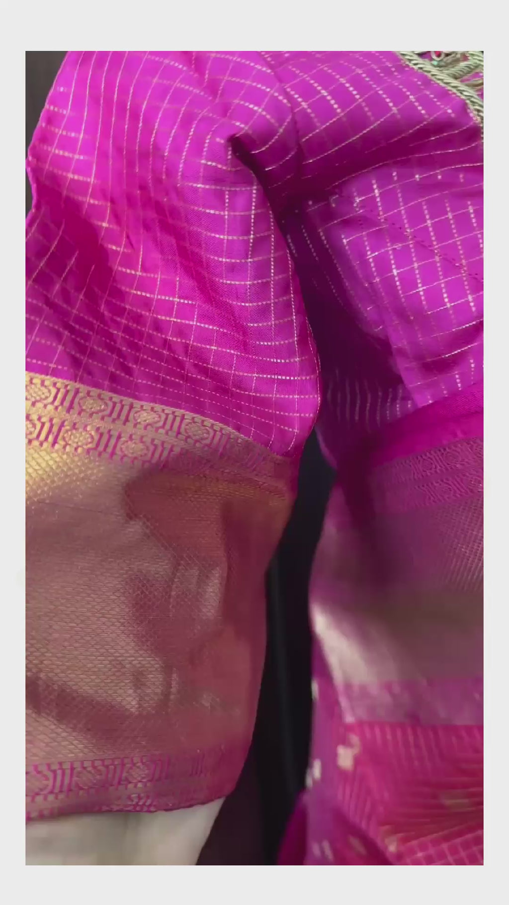 Luxurious pinkish red Kanjeevaram saree with traditional craftsmanship and readymade blouse, designed for brides.