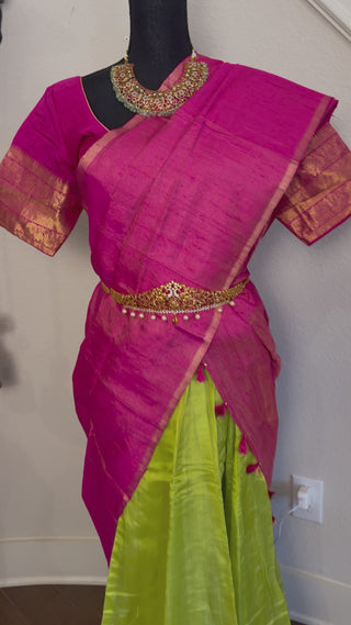 Indian Wedding Mangalagiri Lehenga with Kalamkari Dupatta
