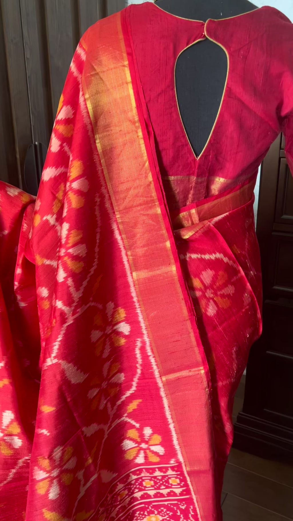 Red patola silk saree raw silk finish pure silk online usa pure patola silk saree online usa 