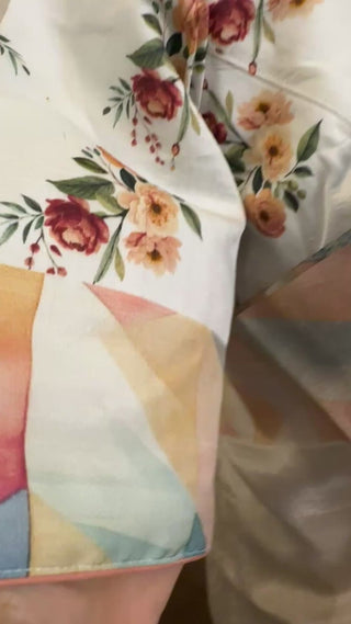 Banaras tissue silk saree with floral motifs and prestitched blouse