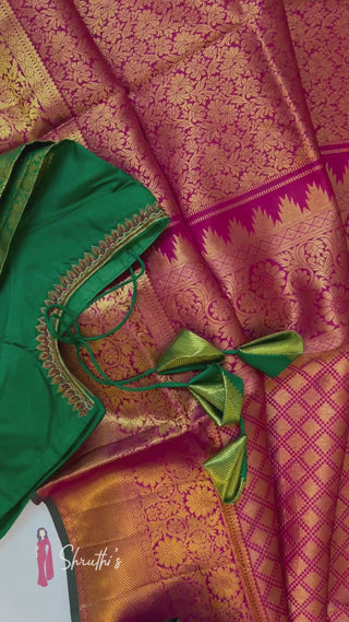 Elegant bridal silk saree online with zari border and embroidered blouse