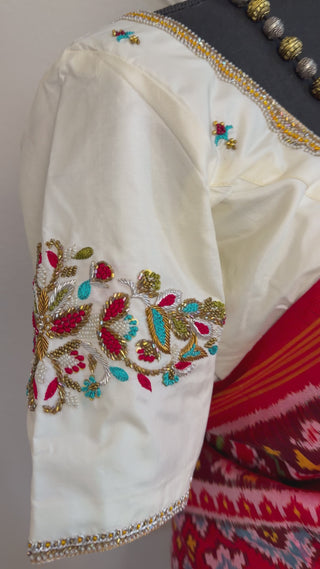 Premium red Patola pure silk saree ideal for weddings and festive occasions