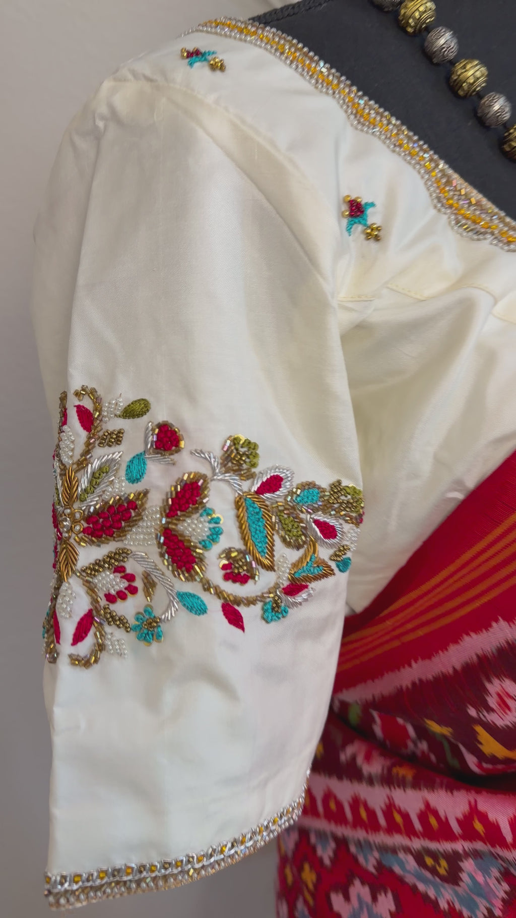 Premium red Patola pure silk saree ideal for weddings and festive occasions