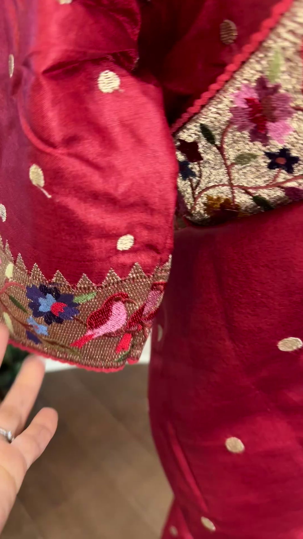 Traditional handloom Tussar pure silk saree with Paithani-inspired border, prestitched blouse, and worldwide shipping