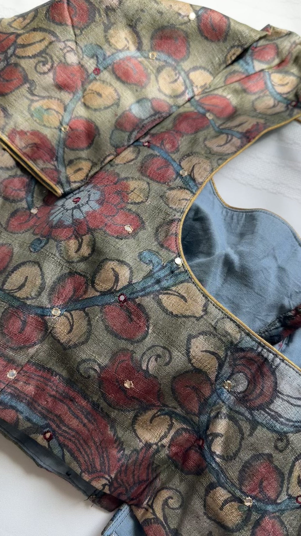 Hand painted pen kalamkari pure Tussar silk blouses online usa 