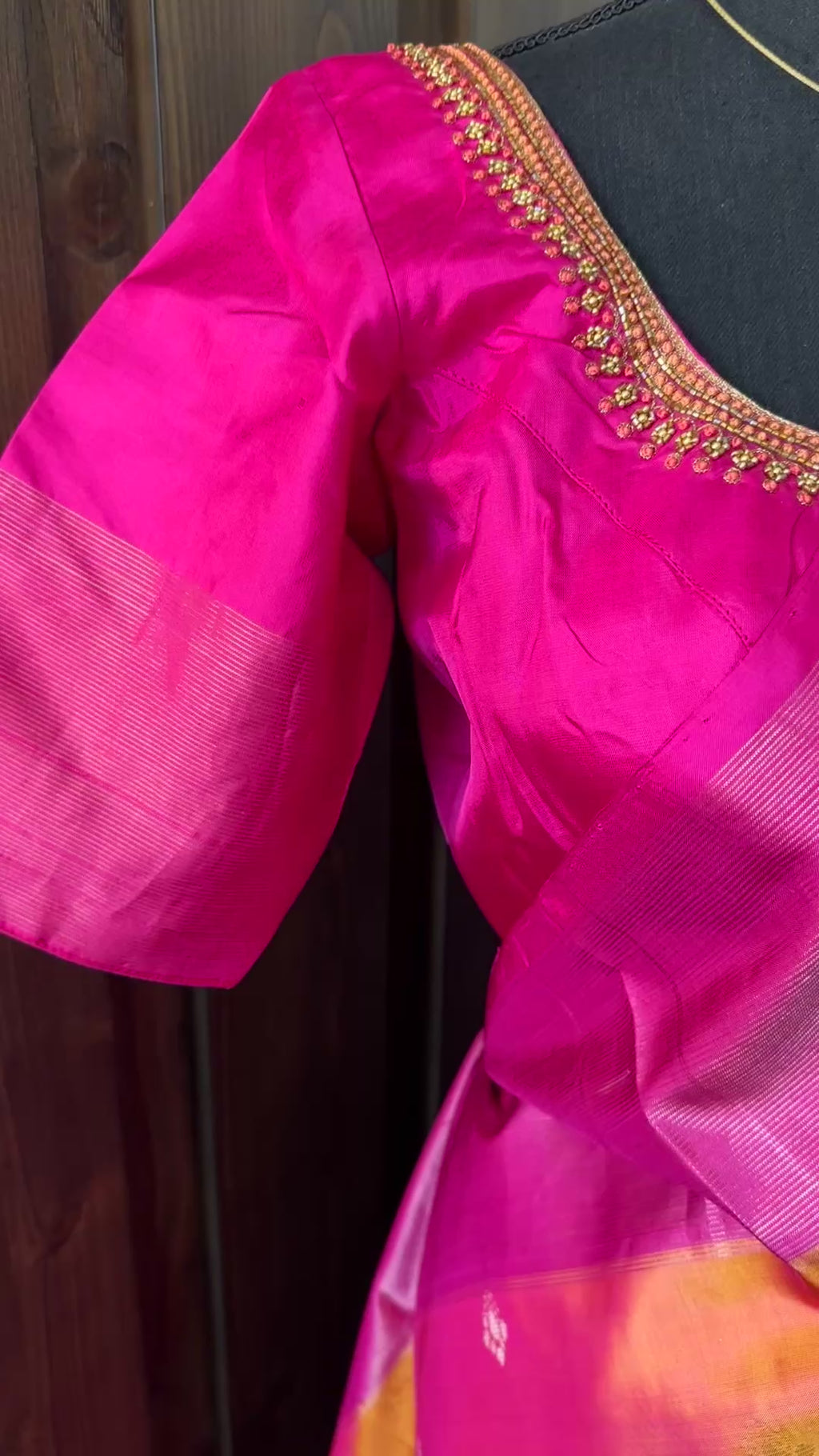 Bridal Orange Pink Pure Silk Saree – Ready to Ship from USA