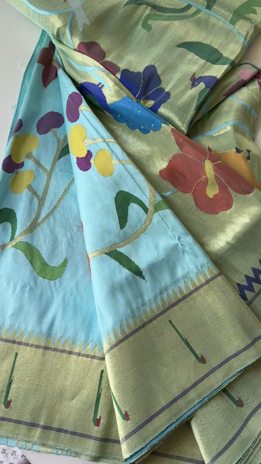 Paithani silk all over handwoven pastel saree online usa