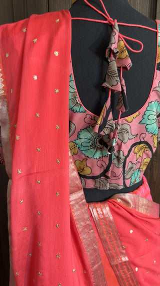 Pure silk cotton lehenga with zari border