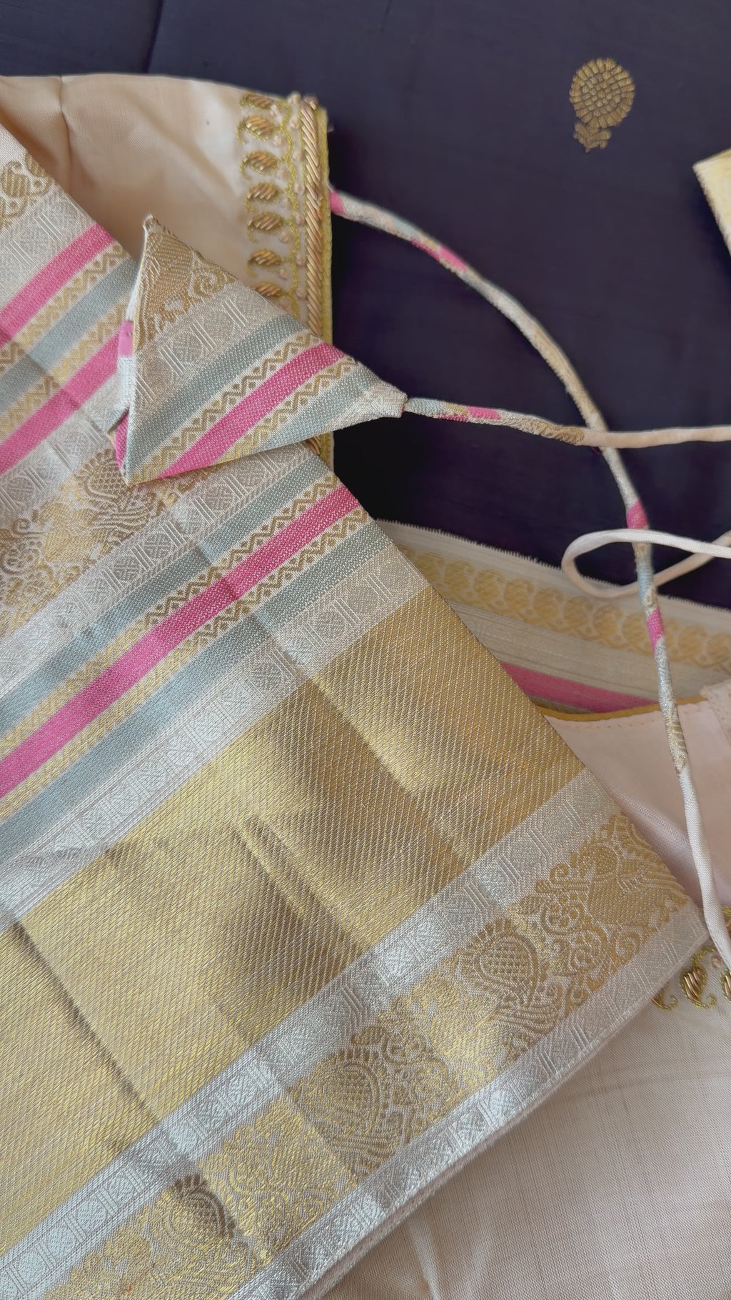 Stylish black Kanjivaram silk saree suitable for reception, mehendi and sangeeth