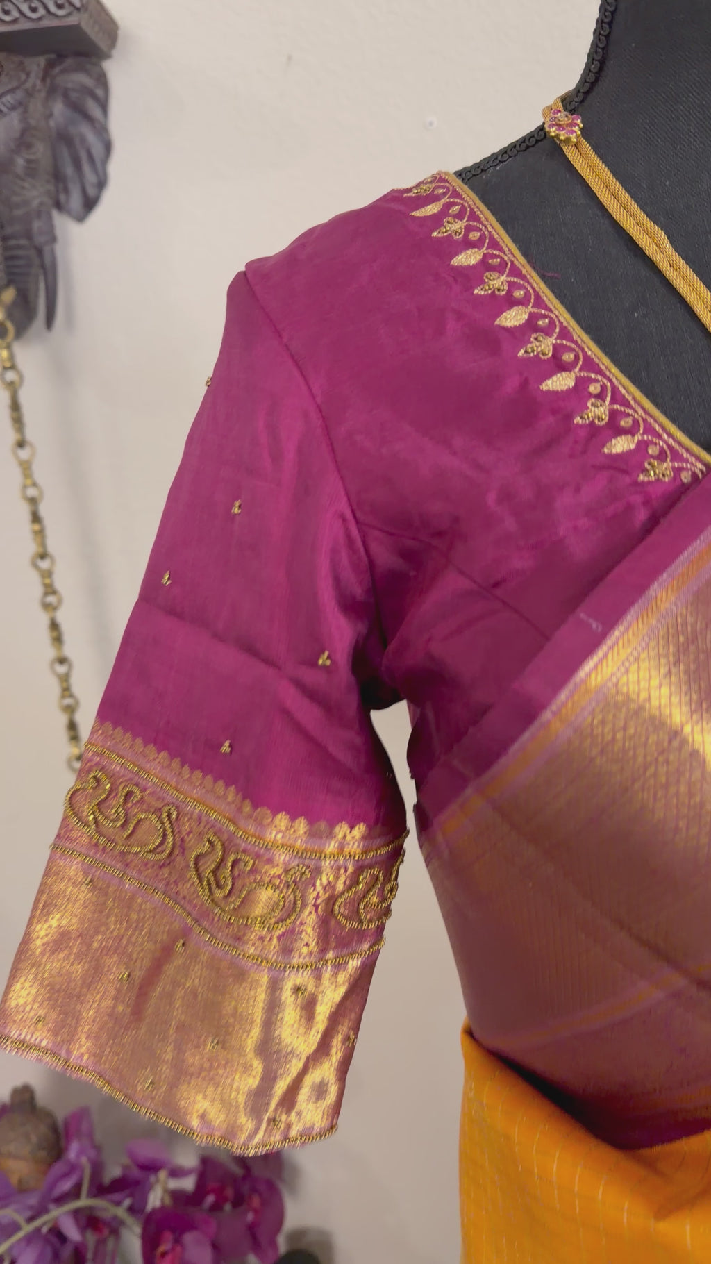 Grand Handloom Kanjivaram Pure Zari Yellow Silk Saree with Maroon Border & Embroidered Stitched Blouse | Muhurtam Kalyana Pattu Wedding Collection USA Online