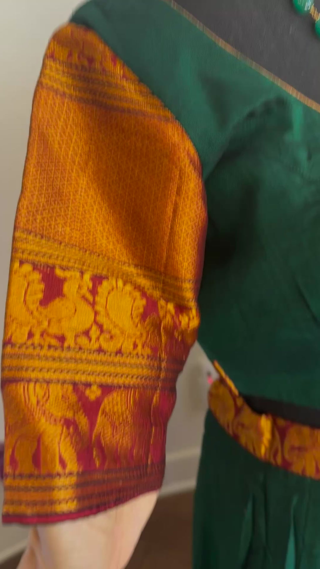 Authentic Mangalagiri cotton lehenga with zari borders, fully lined skirt and blouse, complete with handloom dupatta for Indian ethnic events.