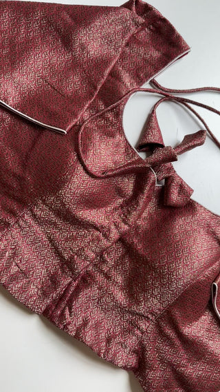 Brocade pure silk red blouse online usa