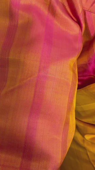 Easy drape pure silk kanjivaram saree with Tanjore hand painted pallu design