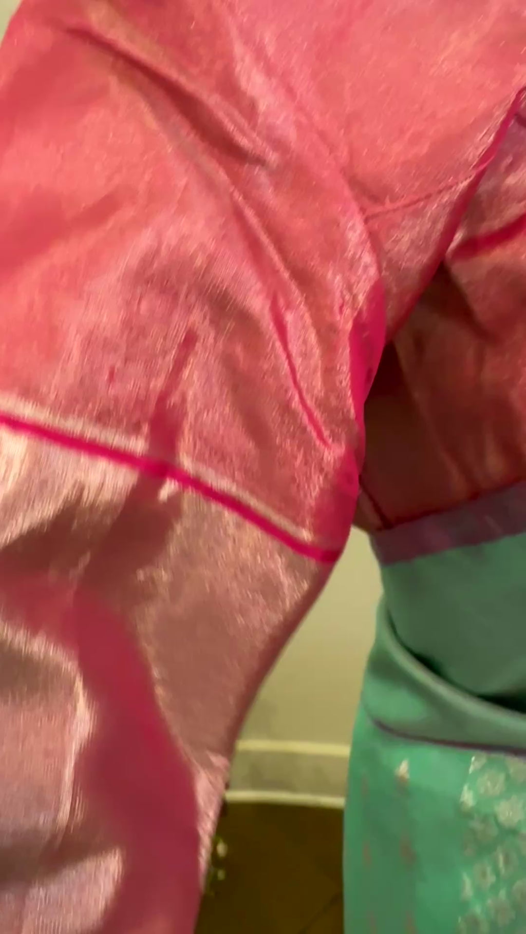 Heavy pallu turquoise green tissue silk saree with intricate silver weaving