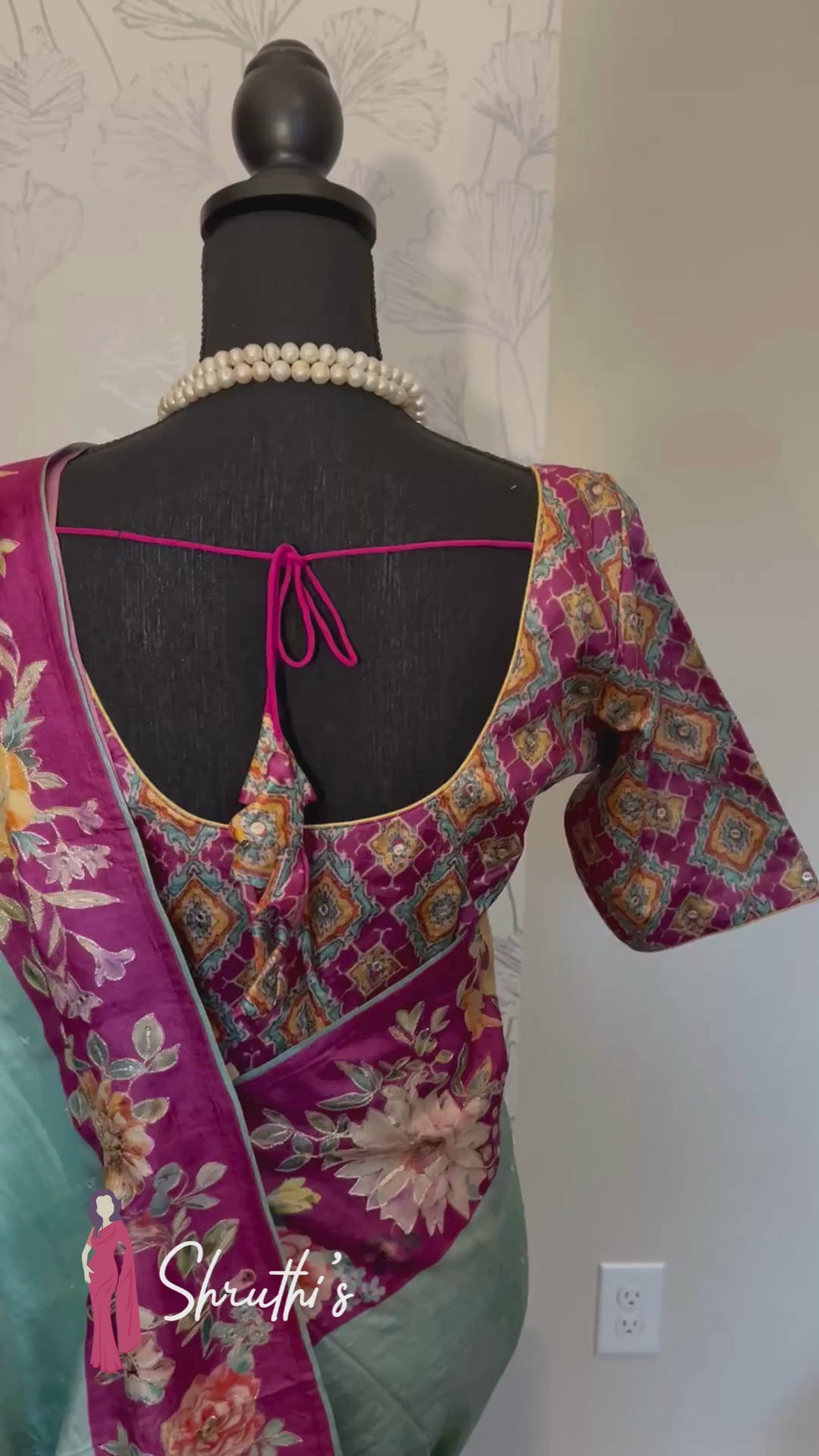 Easy drape Tussar silk saree in pastel blue to pink with embroidered blouse and pallu