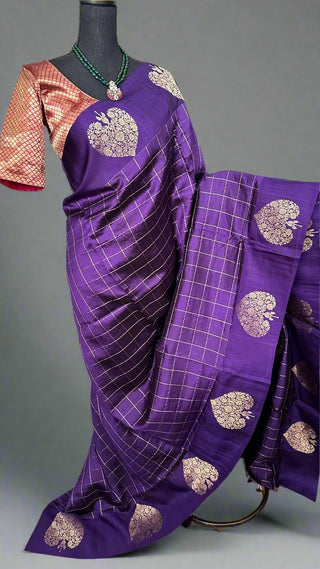 beneras tussar silk saree with beneras brocade silk blouse stitched blouse ready to wear ships from usa 