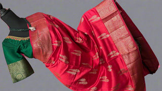 red silk saree online usa with contrast blouse red green silk saree online