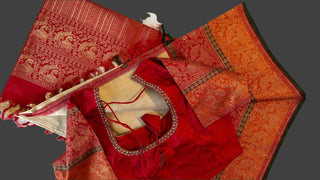 
red white kanchi pattu saree bridal kalyana pattu muhurtam saree look indian wedding stitched embrodiered blouse kanjiveram 3
