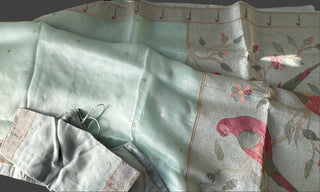 sea green pastel organza silk silver zari usa 