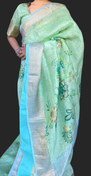 linen sarees online usa online printed pastel linen saree usa