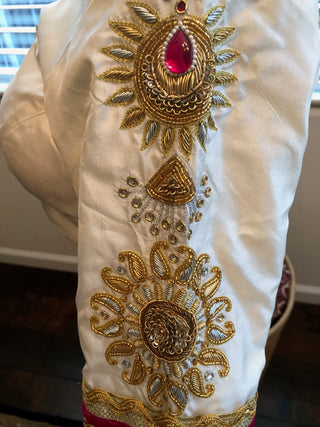 Hand embroidered silk blouse - custom sizes colors available 2 weeks delivery