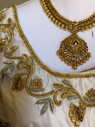 Hand embroidered silk Blouse custom sizes available online usa
