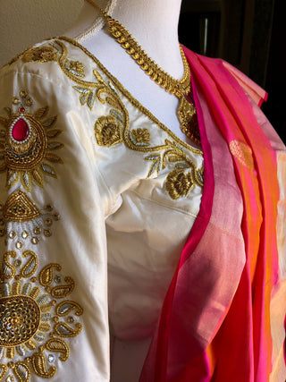 Hand embroidered silk Blouse custom sizes available online usa