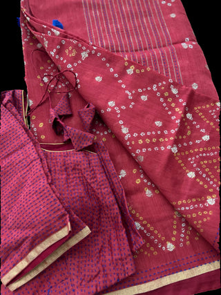 Red chili tussar silk saree red bandhani silk saree online bandini sarees online red tussar silk sarees online usa 