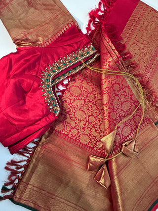 Red Kanchipuram Silk Saree  Red Kanjivaram Saree Kanchipuram Red silk sarees for wedding with price