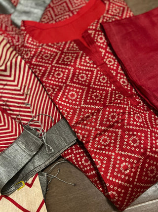 Bandhani  silk print salwar set online shopping usa