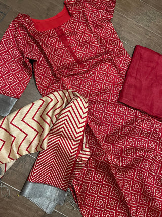 Bandhani  silk print salwar set online shopping usa