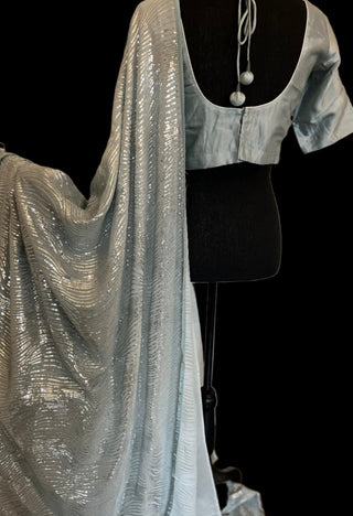 Grey sequin saree usa pure georgette sequin saree