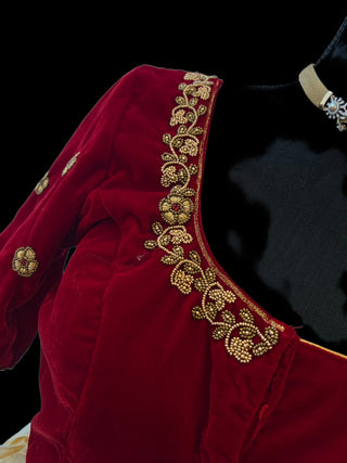 Red embroidered blouse readymade blouse for silk saree online usa  