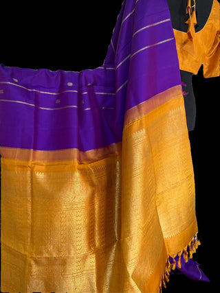 Purple kanchi pattu silk saree online saree embroidered blouse online usa