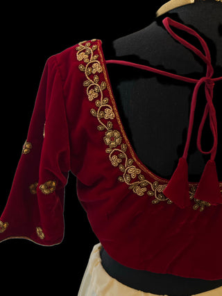 Red embroidered blouse readymade blouse for silk saree online usa  