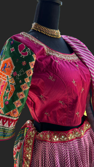 Pink ikat lehenga online usa pure silk lehenga online usa