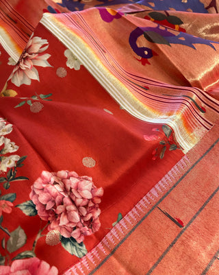 Pure paithani silk saree original paithani saree fusion saree usa pure red paithani saree triple muniya pure paithani saree usa