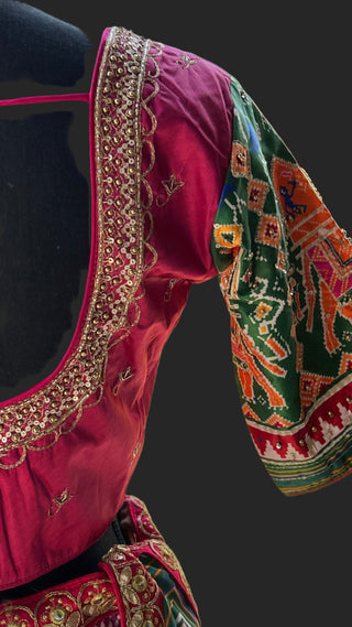 Pink ikat lehenga online usa pure silk lehenga online usa
